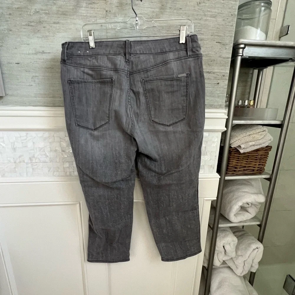 14s 14 short whbm straight embellished jeans gray side stripe beads cropped